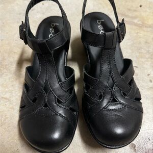 BOC Women's Black Leather Strappy Sandals